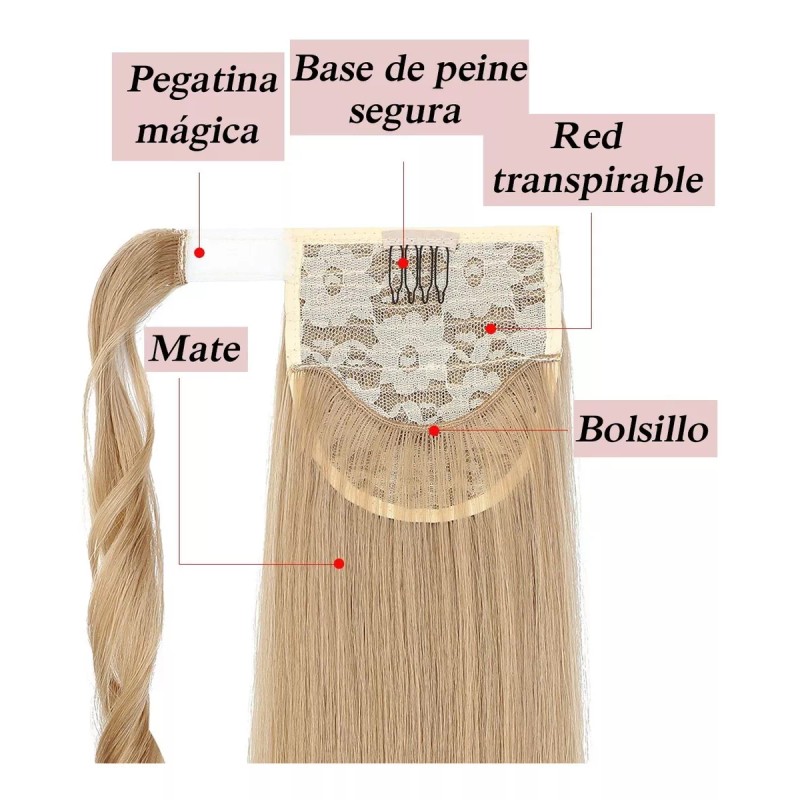 Xbwig Coleta Postiza Cabello Lacio Caballo Natural Extensiones