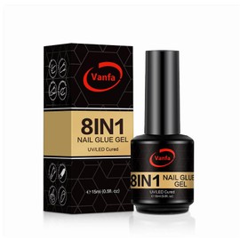 Vanfa 8 in 1 Nail Glue Gel for Acrylic Nails Extension Glue for False Nail Tips and Press on Nails Base Coat Nail