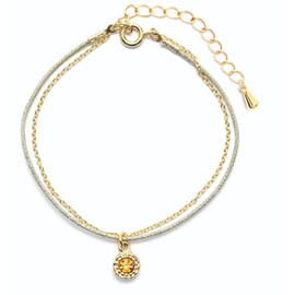 Takumi TAK-35-2 Stone Charm Bracelet II Gold, Wrist Circumference Approx. 5.5 - 7.5 inches (14 - 19 cm)