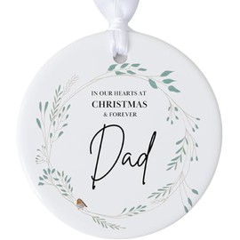 Dad Memorial Christmas Bauble, Remembering Dad At Christmas, Dad Remembrance Ornament, Ceramic Hanging Ornament