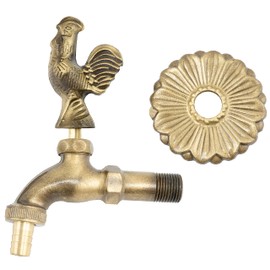 AERZETIX - C62118 - Wall-Mounted Sink Tap 1/2 Inch "Tap" Sink Tap with Antique Retro Decoration Handle - Fountain Ornament Bathroom Vintage Garden Tap - Antique Brass