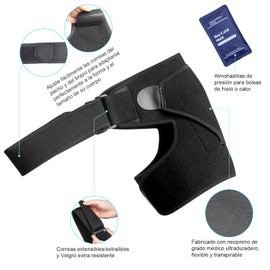 Soporte de Hombro con Manga de Compresión Ajustable para Hombre y Mujer, Inmovilizador de Hombro Hombrera Térmica Adecuado para Actividades Deportivas