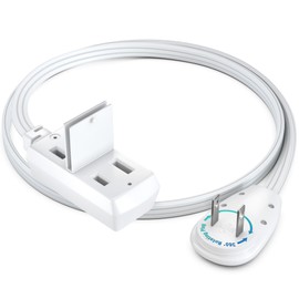 Maximm 1 Ft Extension Cord, 2 Prong, 360° Rotating Flat Plug, UL Certified, White – Space-Saving Indoor Power Cord for Tight Spaces, Polarized