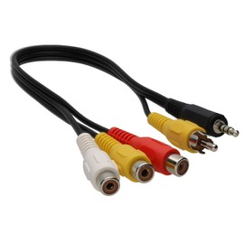 kenable 3.5mm Stereo Jack Plug & Composite Phono to 3 x Triple RCA Female Sockets Cable
