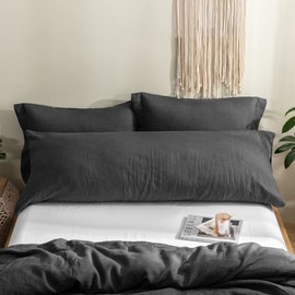 Simple&Opulence Body Pillow Cover 20" x 54",100% Pure Linen, Ultra Soft and Breathable, Body Pillowcase with Envelope Closure for Adults (Charcoal Grey)
