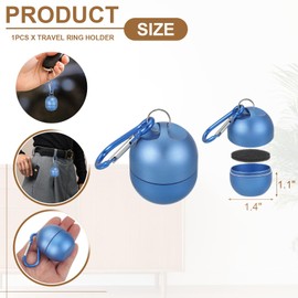 sourcing map Travel Ring Holder Keychain, Portable Jewelry Holder Storage Organizer, Single Layer Rings Case Mini Jewelry Box Keychain Container with Keyring for Gym Sports Travel, Blue