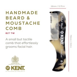 Kent A 81T TW X-Small Men's Beard Mustache Pocket Comb, Fine Toothed Pocket for Facial Hair Grooming and Styling. Hand-Made of Quality Cellulose Acetate, Saw-cut Hand Polished. Made in England
