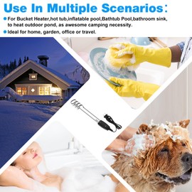 1000W-110V Immersion Water Heater,Water Heater Electric,10in Portable Electric Immersion Element,Calentador de Agua Electrico Boiler Element Heating Coil Fit Camping Pool Bathtub Bucket Heater