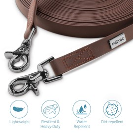PetTec, Set Line, 10 m, Made of Trioflex, Weatherproof, Waterproof, Robust Dog Lead in Red, Brown &Orange, in Slim Edition, brown