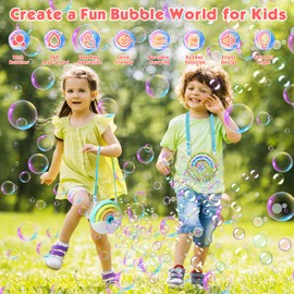 Bombble Automatic Bubble Machine, Portable Rainbow Bubble Machine 1500+ Bubbles/Min with Bubble Solution*2, Bubble Toys for Children for Outdoor/Party/Wedding Best Birthday (Green)