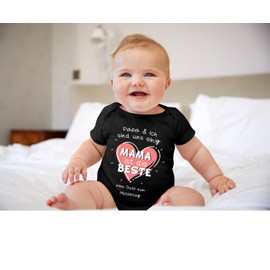 BesserBay Baby Short Sleeve Romper Bodysuit Mama ist die BESTE Mother's Day Gift Unisex 0-12 Months, Mama ist die BESTE | Schwarz, 6 - 9 months