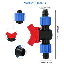 Feelers Drip Irrigation Barbed Shut Off Valve, 1/2 Inch Drip Tubing Coupling Valve Connector Locking Fitting Compatible with 16-17mm Drip Tape Tube Sprinkler System(Pack of 5)