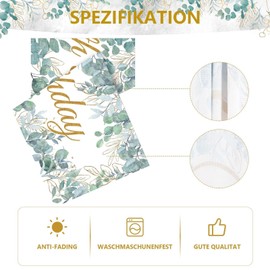 Aitsite Table Runner 18th Birthday Spring Green, Eucalyptus Leaf Table Runner 18th Birthday Anniversary Celebration Party Dinner Table Linen Tablecloth Decoration 40 x 180 cm