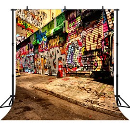 DePhoto Hip Hop Graffiti Street Backdrop Grunge Punk Music Rock Concert Photography Fashion Party Decoration Photo Booth Background Photo Studio PGT626D 10x10ft