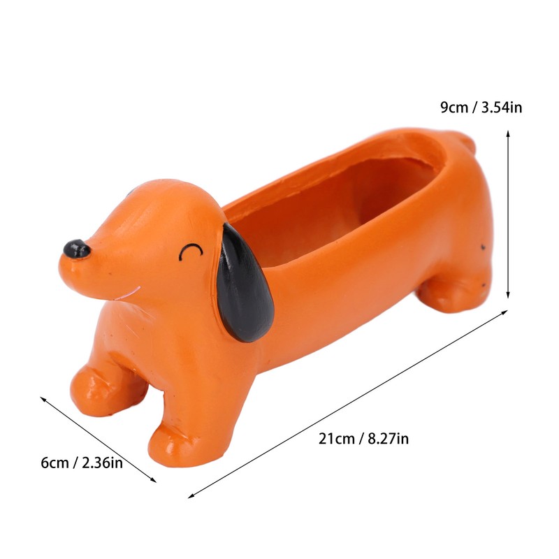 Dachshund Succulent Pot Adorable Efficient Drainage Versatile Lightweight Resin Dog