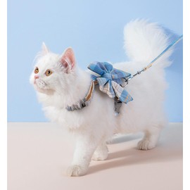 DUJIAOSHOU Cat Harness Breathable Adjustable Vest Harnesses for Pets Cats Kitten Puppy Rabbit Ferret (S, Blue)