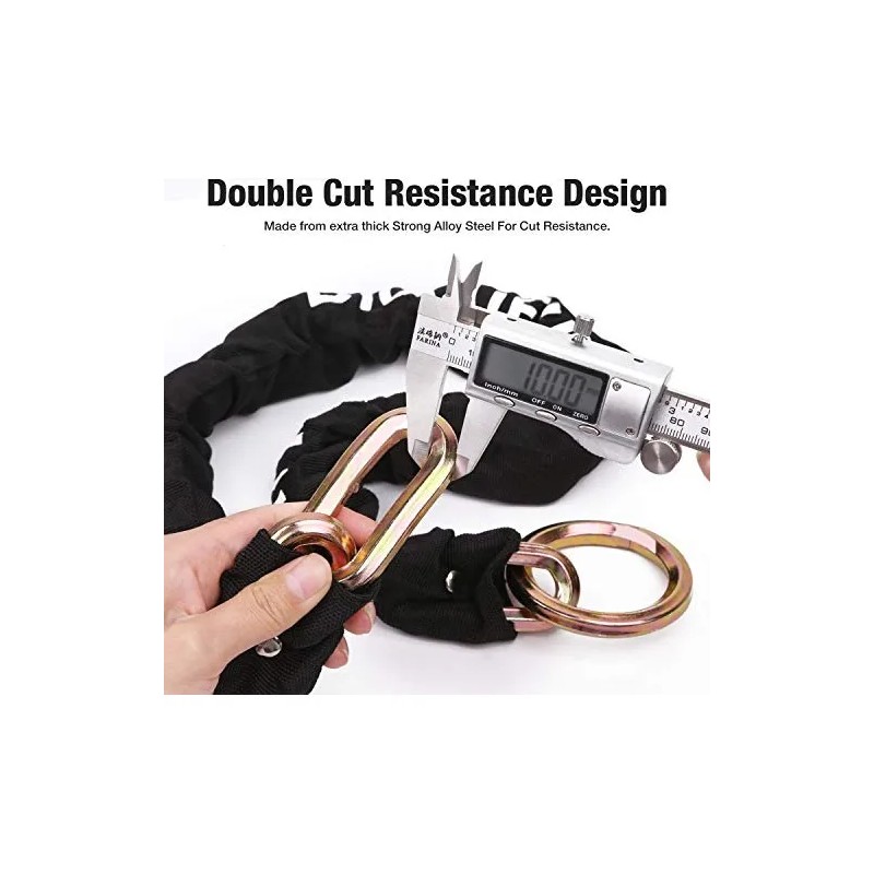 Candado Cadena Bicicleta Motocicleta BIGLUFU 10mm*1.2m Negro Llave