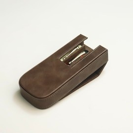 MIVLXLX Leather Triple Pen Case Pencil Pouch Holder for Three Fountain Ballpoint Rollerball Pens and Pencils Gift Choice for Man/Woman/Office (gray)