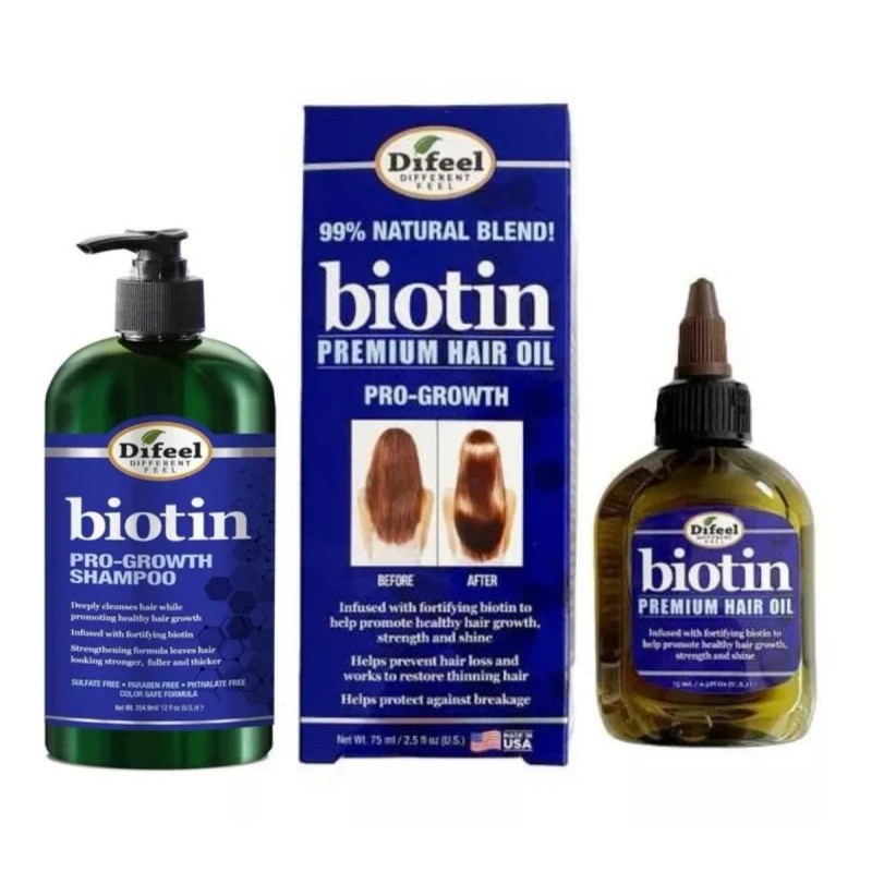 Difeel Shampoo + Aceite Biotina Anticaida Cabello, Fortalece