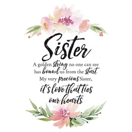 DEXSA Sister Wood Plaque with Inspiring Quotes 6 inches x 9 inches - Elegant Frame Wall & Tabletop Decoration | Easel & Hanging Hook | Christian Family Religious Home Decor Saying | Made in the USA