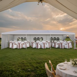 10'x30' Heavy Duty Party Tent - Waterproof Wedding Canopy with Removable Sidewalls, Event Gazebo Shelter for Outdoor Gatherings (White)