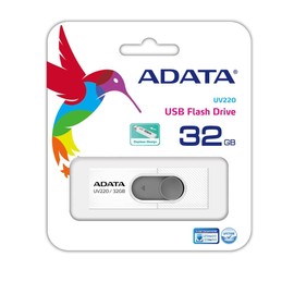 PSA Kit de 10 Piezas Memoria USB ADATA UV220, 32 GB, Retráctil, Color Blanco/Gris (Modelo AUV220-32G-RWHGY), Interfaz USB Tipo A, Fácil De Llevar COMPUTO Y PAPELERIA