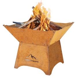 Aoodor 24" Rustic Corten Steel Fire Pit with 12" Stand, Rust Patina Finish, Detachable Wood-Burning Fire Bowl for Outdoors