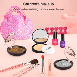 12pcs Girls Makeup Kit Real Kids Make Up Set Cosmetics Play Set Washable Safe with Carry Case for Little Girls Party Game Chrismas Birthday Gift