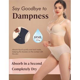 AIRCUTE Washable Women Urine Incontinence Underwear Leak Proof Panties for Postpartum Bladder Leak with 50 ml Absorbency 3 Pack (Beige, 2XL)