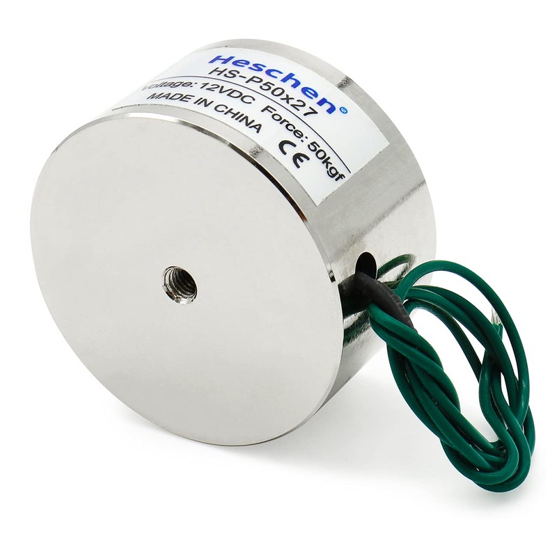 Heschen Electromagnet Magnet Solenoid P50/27, OD: 50mm, DC 12V, 50Kg/110