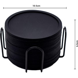 ECOGREEN® - Portavasos para Mesa de Silicon, 12 Piezas, Posavasos para Bebidas frias o Calientes Fabricados de Silicon Color Negro. Grosor 5 mm.