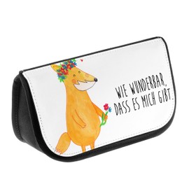 Mr. & Mrs. Panda Cosmetic bag fox flower love - gift, make-up bag, joy, cosmetic bag, toiletry bag, flower wreath, foxes, proof of love, White, Hand Drawn