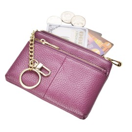 Beurlike Womens RFID Coin Purse Change Wallet Small Leather Card Holder Keychain, Purple, Small, Fashion