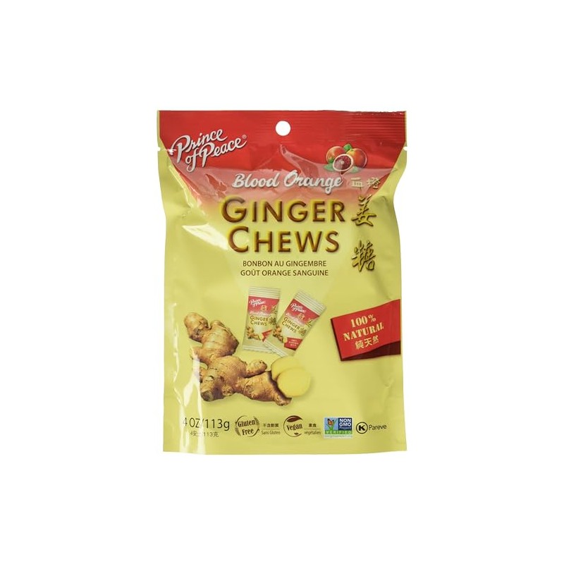 Prince Of Peace Blood Orange Ginger Chews, 100% Natural, Vegan