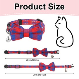 tonyg-p 3 Pcs Cat Collars with Bow Tie and Bell Breakaway Cat Collars Quick Release Safety Kitty Collars Adjustable Pet Collars for Cats, Kitten, Small Pet (Red,Blue,Black)