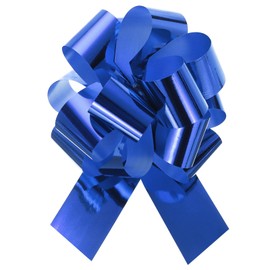 TOP-VIGOR 10Pcs 6 Inch Metallic Large Big Pull Bow Gift Wrapping Bows Ribbon for Wedding Car Baskets Presents Christmas Bow, Blue