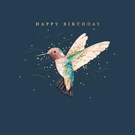 Paperlink General Female Open Birthday Card for Women - Colourful Hummingbird with Embossed Foil - Eco-Friendly & Recyclable