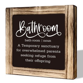 Rustic Wooden Tabletop Funny Bathroom Definition Sign - Kids & Farmhouse Washroom Toilet Decor