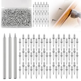 Seamless Nail with Double-Headed Base Thread, Pack of 500 Nails, Wall Double-Headed Nails for Skirting Boards without Marks, Invisible Safety Screws with a Nail-Specific Sleeve Tool