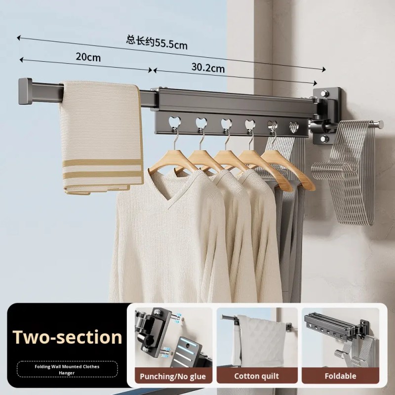 Metal Foldable Clothes Drying Rack with Double Suction Cups, No-Drill