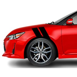 Clausen's World 4 Inch Fender Hash Bar Racing Stripes Vinyl Decal, Fits TC and FR S, Both Sides, Black Matte