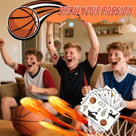 QIXCOZTI Sports Ball Pre-Cut Temporary Tattoos Birthday Party Decorations Favors Supplies Basketball Football Basketball Soccer Tattoo Stickers Gifts for Boys Girls Class Prizes Carnival
