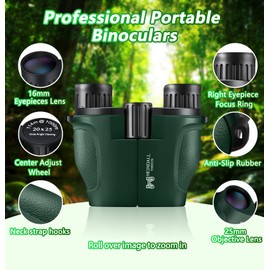 Small Compact Binoculars for Adults and Kids: 20x25 High Powered Mini Pocket for Bird Watching, Waterproof Portable Powerful, Lightweight Easy Focus for Concert, Outdoor Hiking
