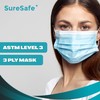 SureSafe 100 PCS ASTM Level-3 Masks Disposable, Blue face mask,