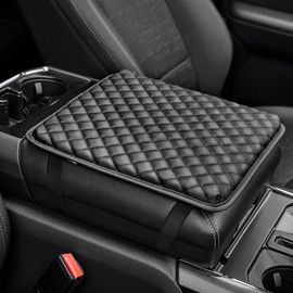 JOYTUTUS Center Console Cover Compatible with Silverado Sierra 2014-2018 Jump Seat & 2015-2025 F150, Leather Arm Rest Armrest Cover for Car, Middle Console Cover Lid, Car Arm Rest Cover Pad Cushion
