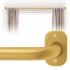 Blackout Curtain Rod Wrap Around Design - Decorative Room Darkening French Return Style Drapery Hardware - Heavy Duty Metal and Adjustable 36-66 Inches - Minimalist Modern Bracket - Brushed Gold