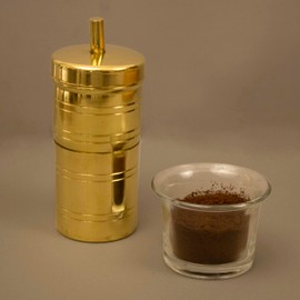 Spillbox Traditional Brass 100ml Filter Coffee Maker, Brass, South Indian Drip Sytle Decoction Liquid Maker, Coffee Filter Vessel, Utensil- Vinsan Coffee Fliter Size 0- (Small)