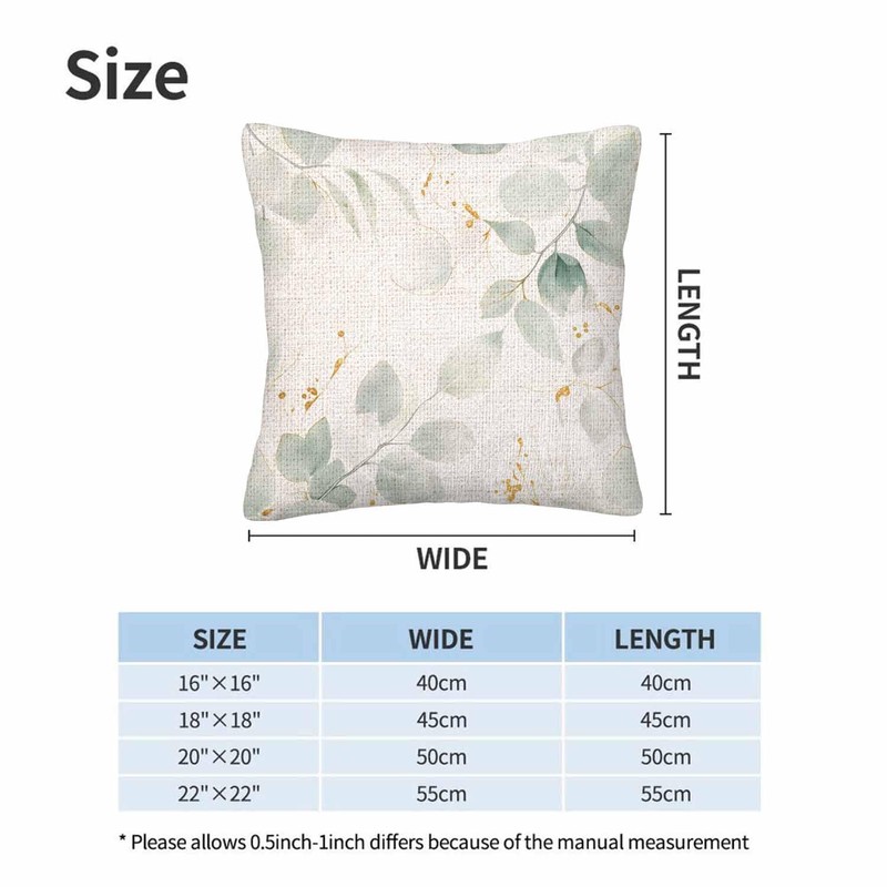 Botanical Plant Throw Pillow Covers Set of 2,Green Gold Floral
