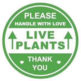 2 inch 300 PCS Green Live Plants Handle with Love Labels Waterproof Stickers Shipping Mailing Cartons Envelops Adhesive Labels