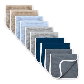 Synrroe Burp Cloths Large, Muslin Burp Cloths for Baby Girls and Boys, Pack of 4 Extra Absorbent and Soft Muslin Bibs, 6 Layers 20 by 10 Inches 100% Cotton (Mix 10 Pack)